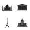 Building, interesting, place, tower .Countries country set collection icons in black style vector symbol stock