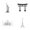 Building, interesting, place, tower .Countries country set collection icons in monochrome style vector symbol stock