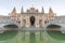 Building and Landscapes in the Plaza de Espana, Beautiful Spain Square in Seville at dusk