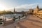 Building and Landscapes in the Plaza de Espana, Beautiful Spain Square in Seville at dusk