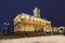 The building of the Leningrad station on Komsomolskaya square in the winter evening. Moscow