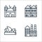 building line icons. linear set. quality vector line set such as factory, sydney opera house, houses