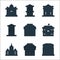building line icons. linear set. quality vector line set such as hotel, shop, church, school, home, apartment, government,