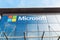 Building and logo in the office of Microsoft Corporation in the offshore zone of Luxembourg