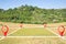Building lot on hilly land - Land plot management - Real estate concept with a vacant land on a green field available for building