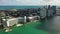 Building on Miami Beach Bay 4k aerial clip