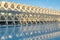 A building of modern and futuristic architecture in the city of sciences and arts in Valencia, park complex Ciudad de las Artes y