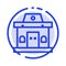 Building, Office, Ticket, Urban Blue Dotted Line Line Icon