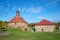 The building of the old Arsenal and the Round tower of the fortress Korela. Priozersk, Leningrad region