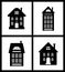 Building Old Fashioned Houses Silhouettes Set