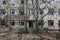 building overgrown with trees in Pripyat, the Chernobyl zone