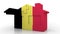 Building puzzle house featuring flag of Belgium. Belgian emigration, construction or real estate market conceptual 3D
