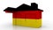 Building puzzle house featuring flag of Germany. German emigration, construction or real estate market conceptual 3D