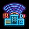 Building With Radiowaves neon glow icon illustration