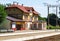 The building of the railway terminal. An old wooden building of the railway station