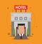 Building receptionist hotel service icon, vector