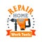 Building and repair tool badge with rotary hammer