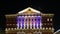 The building of the residence of the Mayor of Moscow with illumination at night, against the background of fireworks. Moscow