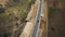 building roads. Aerial flight above new highway lane under construction