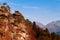 Building on rock cliff at Yamadera Risshaku ji temple, Yamagata - Japan