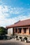 Building in Shuri Castle under clear blue sky, Naha, Okinawa, Japan