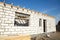 Building site of a house under construction. unfinished house walls made from white aerated autoclaved concrete blocks. outside