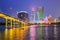 Building and the skyline of Macau city at night