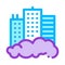 Building Skyscraper And Smog Vector Thin Line Icon