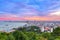 The building and skyscrapers in twilight time in Pattaya,Thailand. Pattaya city is famous about sea sport and night life