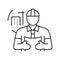 building superintendent repair worker line icon vector illustration