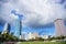 the Building of Tampa Downtown and thunder cloud