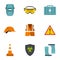 Building tools icons set, flat style