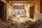 a building is torn down and lying on the ground. demolished building at the centre of the city