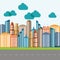 Building and tower icon. City design. Vector graphic