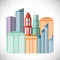 Building and tower icon. City design. Vector graphic