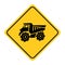 Building trucks road sign on yellow background