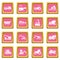 Building vehicles icons pink
