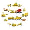 Building vehicles icons set in flat style