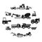 Building vehicles icons set, simple style