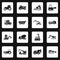 Building vehicles icons set squares vector