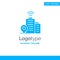 Building, Wifi, Location Blue Solid Logo Template. Place for Tagline