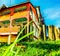 Building, wood, grass, sky, town