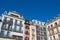 Buildings around Plaza del Castillo in the Old Town of Pamplona, Spain