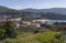 The buildings, the beach Sardiñeira and the nature of Fisterra, the final destination in the Camino de Fisterra. Galicia, Spain.