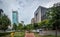 Buildings and bike lane at Faria Lima Avenue in Sao Paulo financial district in Sao Paulo, Brazil