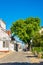 Buildings with blue sky in Warnemuende, Germany