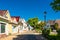 Buildings with blue sky in Warnemuende, Germany