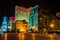 Buildings on the boardwalk at night in Atlantic City, New Jersey