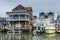 Buildings and boats along Cape May Harbor, in Cape May, New Jersey
