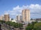 Buildings in Caura street of Puerto Ordaz, Venezuela.